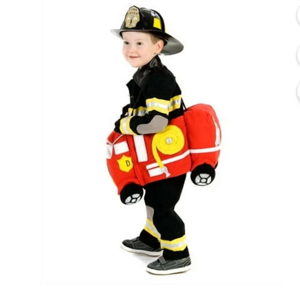 Kids Firefighter Costume with Dalmatian Design - Red